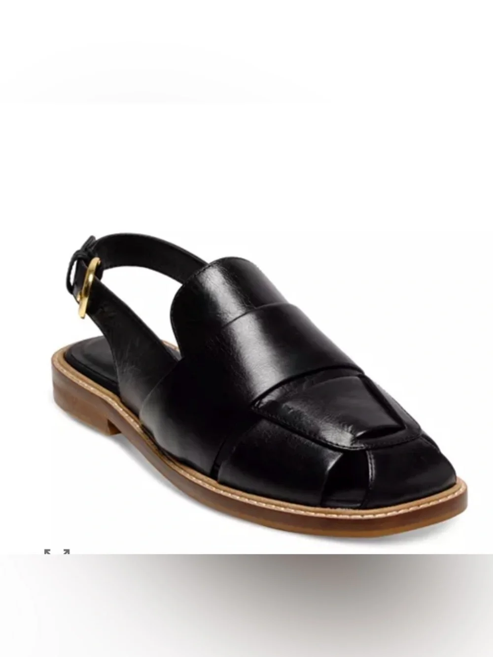 Free People Libby Square Toe Fisherman Slingback Sandals Black NWT - Picture 3 of 10